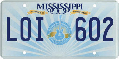 MS license plate LOI602