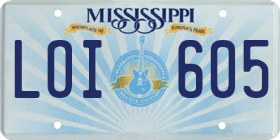 MS license plate LOI605