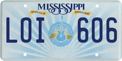 MS license plate LOI606