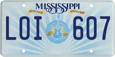 MS license plate LOI607