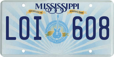 MS license plate LOI608