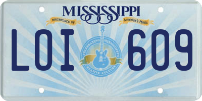 MS license plate LOI609