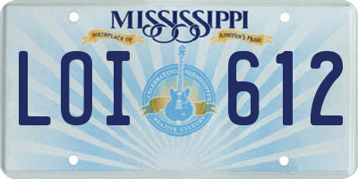 MS license plate LOI612
