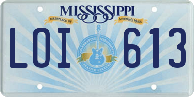 MS license plate LOI613