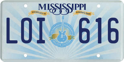 MS license plate LOI616