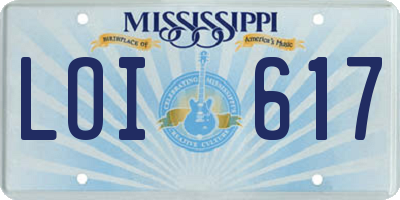 MS license plate LOI617