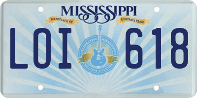 MS license plate LOI618