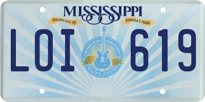 MS license plate LOI619