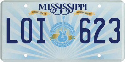 MS license plate LOI623