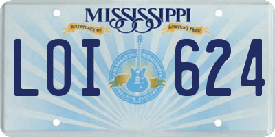 MS license plate LOI624