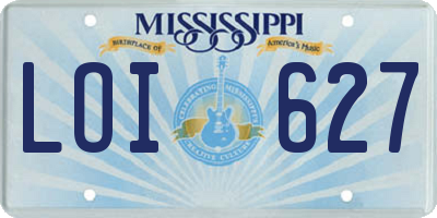 MS license plate LOI627
