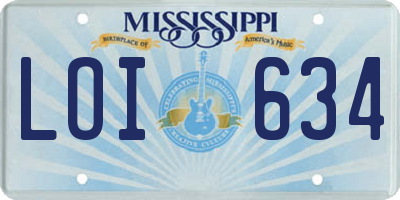 MS license plate LOI634