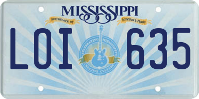 MS license plate LOI635