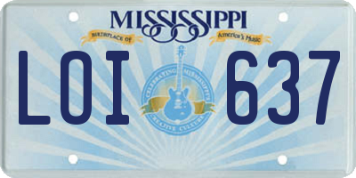 MS license plate LOI637