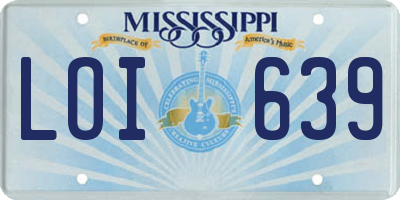 MS license plate LOI639
