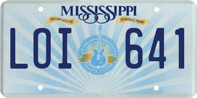 MS license plate LOI641