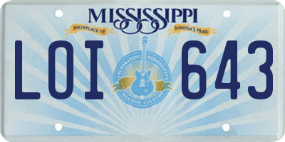 MS license plate LOI643
