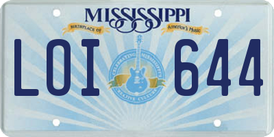 MS license plate LOI644