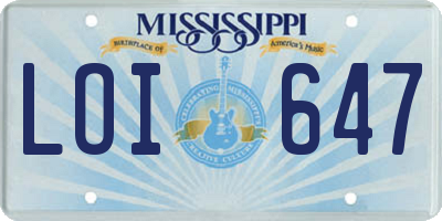 MS license plate LOI647