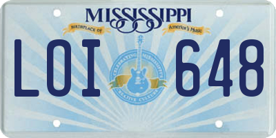 MS license plate LOI648