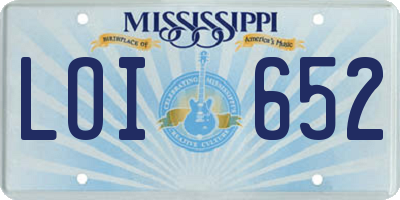 MS license plate LOI652