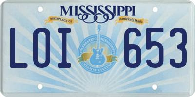 MS license plate LOI653