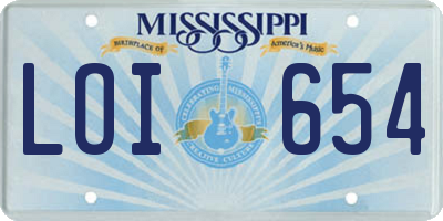 MS license plate LOI654