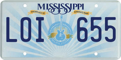 MS license plate LOI655