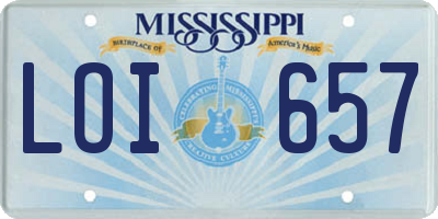 MS license plate LOI657