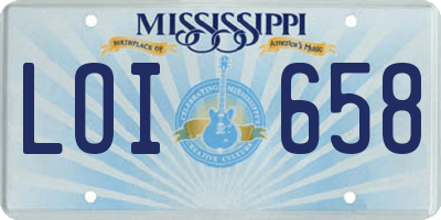 MS license plate LOI658