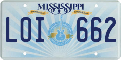 MS license plate LOI662
