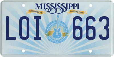 MS license plate LOI663
