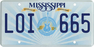 MS license plate LOI665
