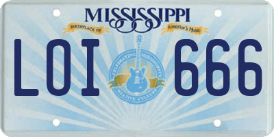 MS license plate LOI666