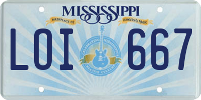 MS license plate LOI667