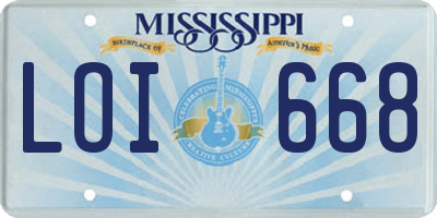 MS license plate LOI668