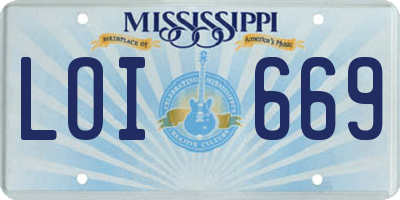 MS license plate LOI669