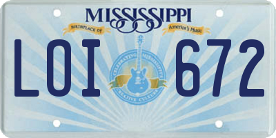 MS license plate LOI672