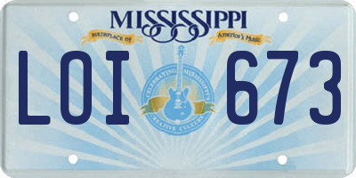 MS license plate LOI673