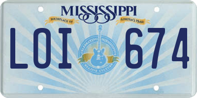 MS license plate LOI674