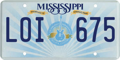 MS license plate LOI675
