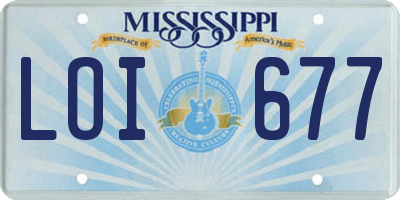 MS license plate LOI677