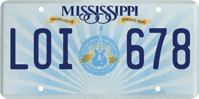 MS license plate LOI678