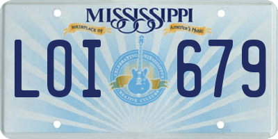 MS license plate LOI679