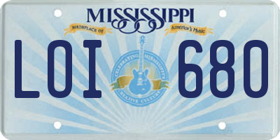 MS license plate LOI680