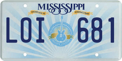 MS license plate LOI681