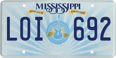 MS license plate LOI692