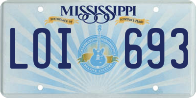 MS license plate LOI693