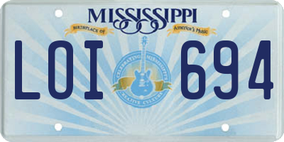 MS license plate LOI694