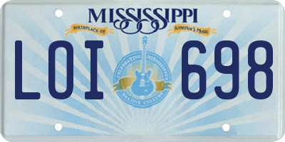 MS license plate LOI698